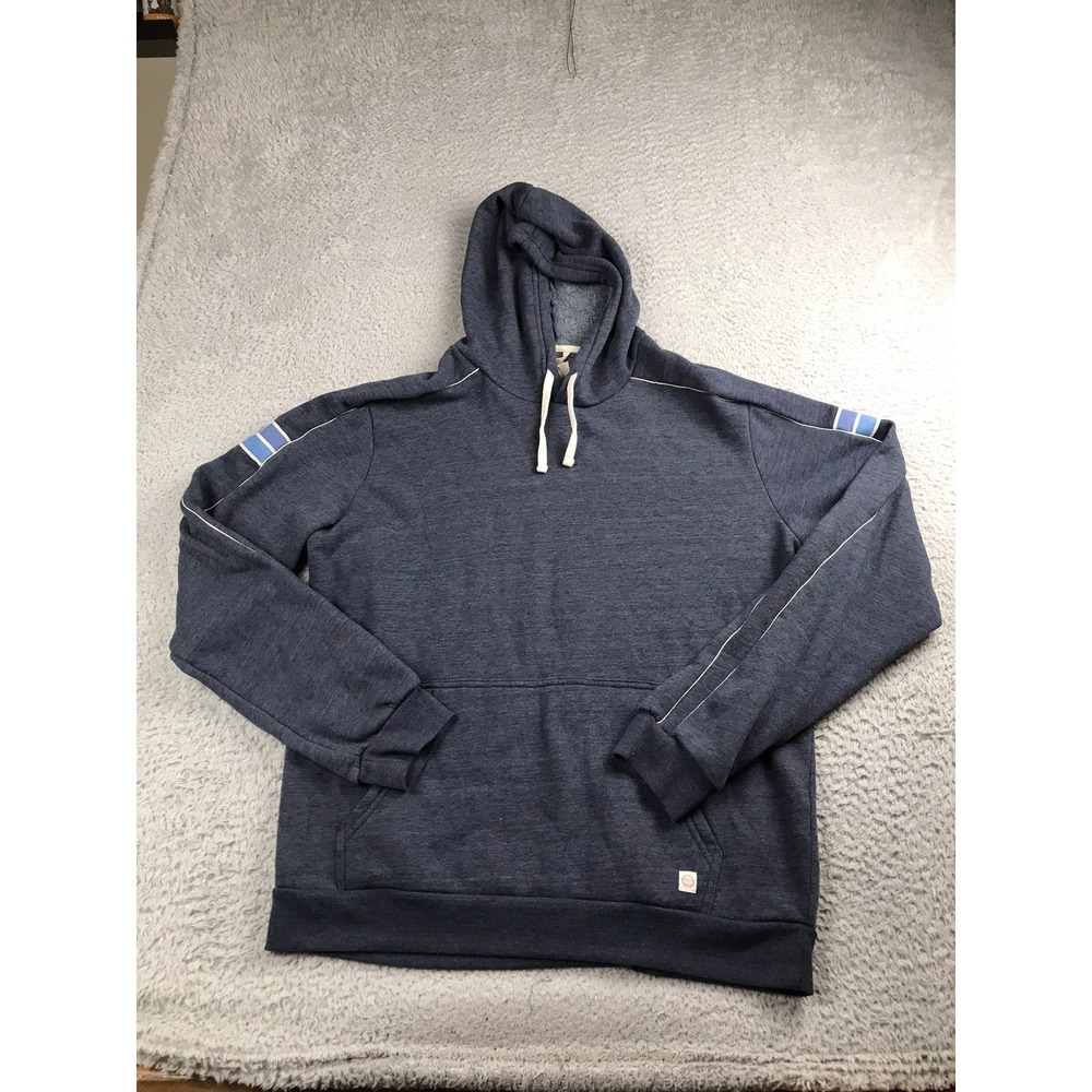 Marine Layer Joshua Varsity Hoodie Mens LNavy Blue Fleece Striped Sleeve NEW NWT